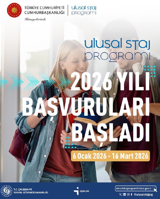 ULUSAL STAJ PROGRAMI  2026 BAŞVURULARI BAŞLADI